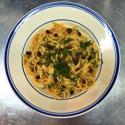 90" Rapida Spaghetti with Colatura di Alici & Capers