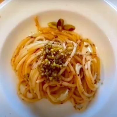 Lucia's Spaghetti with IASA Colatura & Pistachios